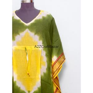 Vestido Maxi Kaftan para Mujer, 100% Algodón, Cuello en V, Sin Mangas, Silueta Ajustada, Cintura Natural, Estampado Floral, Ecológico, Casual - Product Image 2