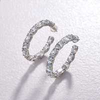 Boucles d'oreilles créoles de luxe en diamants de laboratoire certifiés IGI, plaqué or 9 carats, taille ovale, couleur D, éternité, grandes, pour femme, joaillerie fine