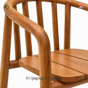 Modern Solid Teak <b>Wood</b> Dining <b>Armchair</b> Curved Backrest Natural Teak Oil Wooden Chair for Villa Hotel Restaurant - Product Image 2