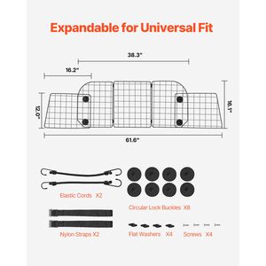 Barrière universelle pour chien pour voitures 36,6'' x 60'' – Barrière réglable en treillis métallique pour coffre et espace de chargement – Robuste pour siège arrière universel - Product Image 2