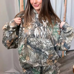 เสื้อฮู้ดดี้ผ้าฝ้ายฟลีซบุซับในสำหรับผู้หญิง พิมพ์ลายหรือสีพื้น  โลโก้สั่งทำได้  ระบายอากาศได้ดี  สวมใส่สบายในฤดูหนาว  แบรนด์ส่วนตัว - Product Image 4