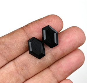 Best Selling Natural Black Onyx Hexagon Shape Step Cut High Polish 10x16mm Flatback Loose Cabochon Jewelry Making Pendant Ring - Product Image 6