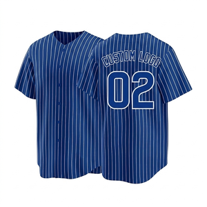 เสื้อเบสบอลลายทางปักโลโก้ผ้าโพลีเอสเตอร์คอตตอนคุณภาพดีสำหรับผู้ชาย ระบายอากาศได้ดี แห้งเร็ว เหมาะสำหรับวันหยุดฤดูใบไม้ผลิ - Product Image 1