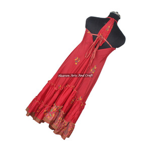 Manufacturer Of Assorted Printed Women's Wear Indian Sari Silk Dress Ladies Elegant Dinner Gown Sleeveless Evening Gowns Women's - Product Image 2