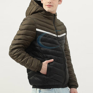 En stock, style personnalisé, veste matelassée pour homme en laine et polyester, logo sur le devant, prix de gros, manches longues - Product Image 5