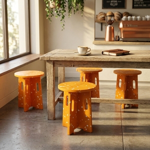 4GoodThings Recycled Plastic Stackable Modular Foldable Portable Home <b>Stool</b> Ottoman Contemporary Modern Bedroom School Apartment - Product Image 4