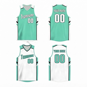 Wholesale Men's Quick Dry Turquoise Sublimated Basketball Jersey Custom Team Numbers <b>Names</b> Short Sleeve Breathable 100% - Product Image 1