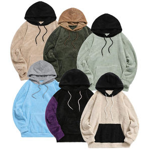 Sudadera con capucha extragrande de forro polar para hombre, con bloques de color, manga raglán, peso pesado, morado y negro, informal, para invierno - Product Image 1