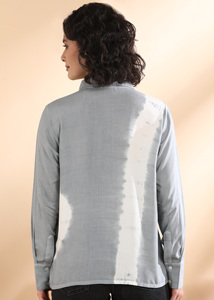 Camisa de Oficina Maaesa para Mujer, 100% Algodón, Hecha a Mano, Tie Dye, Casual, Manga Larga, Manga Raglán, Cuello con Botones, Corte Regular - Product Image 2
