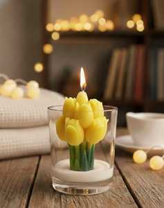 Personalized Tulip Flower Shape Soy Wax Art <b>Candle</b> in Glass Jar Scented Floral Home Decoration Elegant Style Bulk Wholesale Rate - Product Image 4