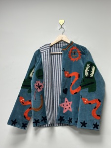 Veste d'hiver unisexe en coton tricoté brodé Suzani, personnalisable, respirante, coupe-vent, motif floral, manches longues, velours - Product Image 3