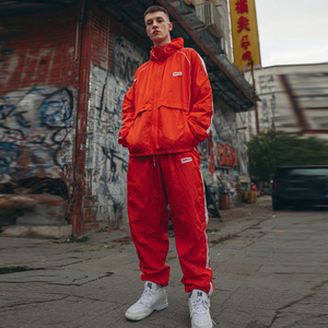 Men Oversize Windbreaker Tracksuits Set Long Sleeve Full Zip Waterproof <b>Rain</b> <b>Jacket</b> Pants Tracksuit - Product Image 4