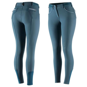 Pantalones de equitación para mujer con agarre de silicona completo, bolsillo con cremallera, multicolor, al por mayor, OEM - Product Image 2