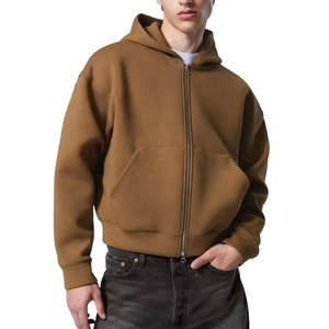 Vente en gros OEM – Sweat à capuche décontracté brodé pour l'hiver, 100 % coton épais, en molleton bouclette vintage, coupe oversize pour homme - Product Image 2
