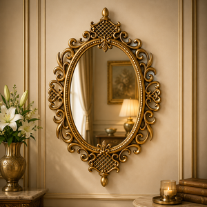 Espejo de Pared con Marco de Madera Tallada Elysian Curve, Hecho a Mano, Decorativo Premium, Elegante y Artístico, para Dormitorio, Sala de Estar, Entrada - Product Image 5