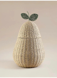 Paper <b>Rope</b> Pear <b>Basket</b> Handmade Woven Fruit <b>Storage</b> <b>Basket</b> Decorative Home Organizer Nursery Room Decor Gift <b>Basket</b> Wholesale - Product Image 4