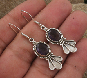 Boucles d'oreilles pendantes en quartz bleu naturel, argent sterling 925, fabrication artisanale, luxe pour femmes, bijoux en pierres précieuses de qualité supérieure, vente en gros - Product Image 4