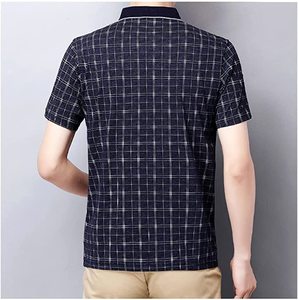 เสื้อเชิ้ตแขนสั้นลายสก็อตผู้ชาย ทรงปกติ สไตล์ลำลอง ผ้าถัก คอสูง ดีไซน์สวย 100% ผ้าฝ้าย ระบายอากาศได้ดี ทรงโอเวอร์ไซส์ - Product Image 2