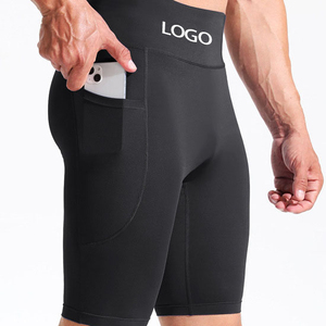 Pantalones Cortos de Compresión de Cintura Alta para Hombre, Color Sólido, Spandex y Poliéster, Secado Rápido, Estilo Deportivo, con Bolsillos, Cortos - Product Image 3