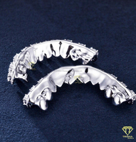 Juego de Grillz Personalizados con Diseño de Panal de Abeja, en Plata de Ley S925 Auténtica con Moissanita VVS que Pasa la Prueba del Diamante, Regalo Personalizado para Él