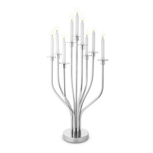 Elegant 10 Arm Silver Chrome Candelabra Modern Stainless Steel Candle Holder For Luxury Wedding <b>Decoration</b> & <b>Table</b> Centerpieces - Product Image 2