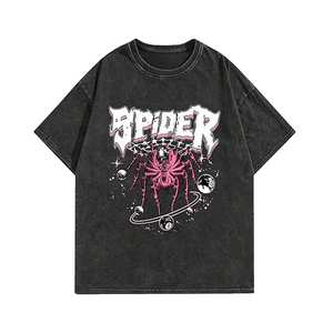 T-shirt Homme Col Rond Manches Courtes 100% Coton 260 g/m² Épais Délavé à l'Acide Personnalisé Streetwear Col Épais Vente en Gros - Product Image 1