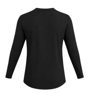 <b>Women</b> <b>Black</b> Long Sleeve Crew Neck Top Curved Hem Basic Casual <b>Shirt</b> Slim Fit Everyday Layering Tee with Button Cuff Detail - Product Image 6
