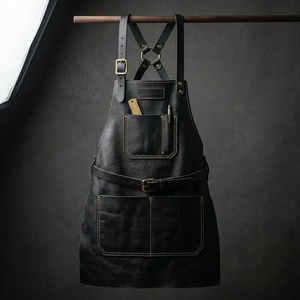 Classic Leather <b>Bib</b> <b>Apron</b> With Adjustable Waist And Multiple Pockets For Cooking - Product Image 2
