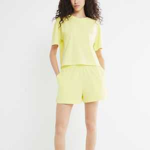 New Arrival Women Two Piece T <b>Shirt</b> and Short Set High Quality Cotton <b>Cheap</b> Price Soft Fabric Made Twin Set for Casual Wear - Product Image 1