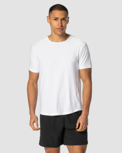 T-shirt blanc à col rond pour homme, coupe classique, style streetwear, 100 % coton respirant, anti-boulochage, manches raglan, vêtements de sport, ODM - Product Image 1