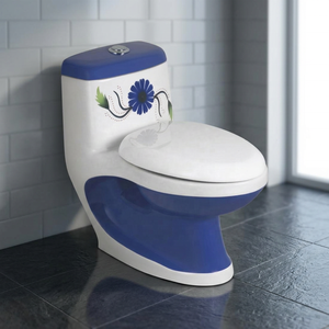 Ensemble de toilettes de luxe en céramique monobloc, à cuvette allongée, avec siphon en S et en P, homologué ADA, pour salle de bain d'hôtel haut de gamme - Product Image 4