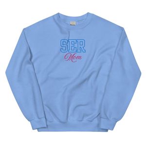 Sweat-shirt unisexe brodé Mom, bleu clair, col rond, en molleton doux, décontracté, pour tous les jours, style athlétique confortable - Product Image 1