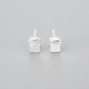 Elevated Minimalist Rainbow Moonstone <b>Stud</b> Earrings Brass Gemstone Silver Finish Ear <b>Studs</b> Wholesale 2026 Handmade Wearable Art - Product Image 3