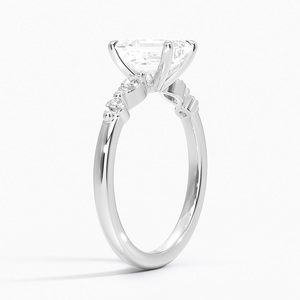 BOJ <b>Ring</b> 0147 <b>Emerald</b> Cut 925 <b>Silver</b> Marquise and Round Prong Setting Solitaire Diamond <b>Ring</b> 2ct D Color VVS1 Moissanite GRA - Product Image 2