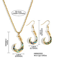Ensemble collier et boucles d'oreilles en alliage de zinc plaqué or, design crochet, cadeau de mariage, bijoux 2023, Hawaï