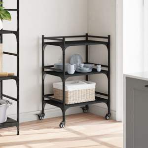 Chariot de cuisine noir 19,7''x13,8''x29,7'' en bois d'ingénierie, îlots et chariots de cuisine - Product Image 4