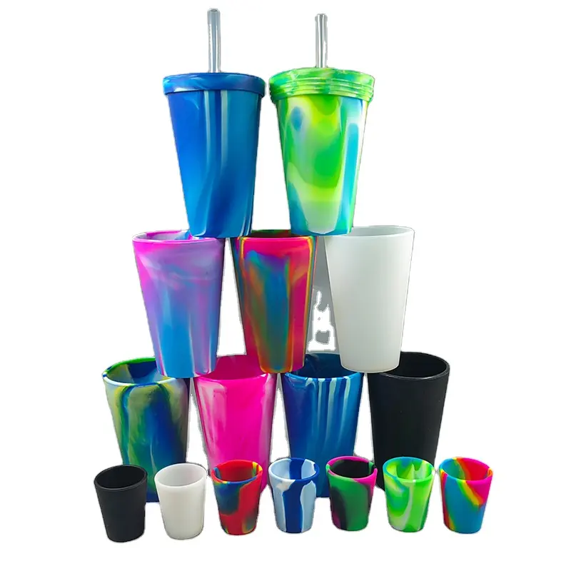 Hot Koop Siliconen Cup Onbreekbaar Herbruikbaar Duurzaam Siliconen Bier Cup Met Deksel Shatterproof 16 Ounce Siliconen Pint Glazen Beker