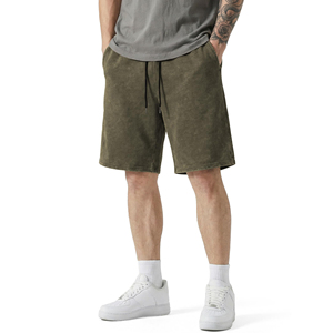 Shorts pour hommes en coton de haute qualité, taille et design personnalisés, délavés à l'acide, effet soleil, avec logo frontal personnalisé, écologiques et respirants - Product Image 1