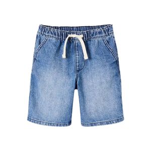 Pantalones cortos de mezclilla de algodón suave para niños, pantalones cortos informales de cintura elástica de tiro medio para niños, pantalones cortos de verano - Product Image 2