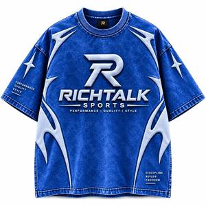 เสื้อยืดแขนสั้นโอเวอร์ไซส์ผู้ชาย ปักโลโก้ 3 มิติ สีชมพู สปอร์ต คอกลม ผ้าถัก ระบายอากาศ สตรีทแวร์ ผ้าฝ้ายเจอร์ซีย์ RICHTALK - Product Image 3