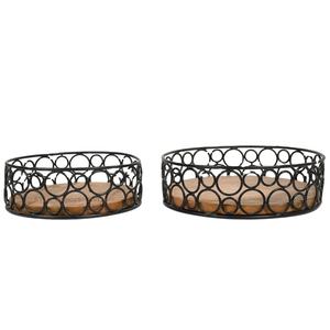 Modern <b>Ring</b> Design Black Finished Round Wooden Serving Tray Custom Size Tea Snacks Drinking Platter Smooth Surface Home Tabletop - Product Image 2