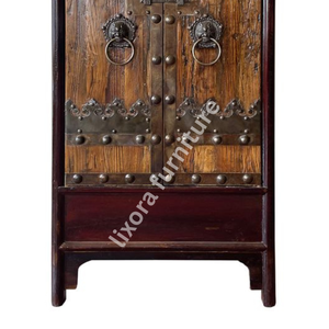 Armario de Lujo Hecho a Mano con Madera Sólida de 2 Puertas, Armario Rústico de Roble Reciclado con Tachuelas de Latón Antiguo - Product Image 4