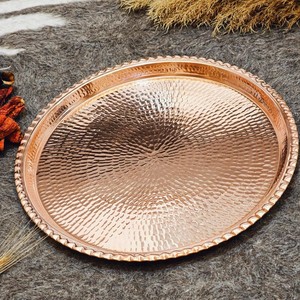 Antique Style Gold Plated Tray Round Metal Platter Wedding <b>Decor</b> Hotel Tableware Centerpiece Serving Display Plate Home <b>Decor</b> - Product Image 1