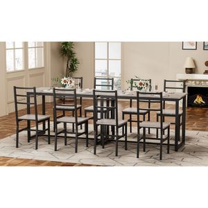 Set da Pranzo Stile Fattoria per 4 Persone, Kit Moderno Mid-Century di Tavolo e Sedie da 5 Pezzi per Sala da Pranzo - Product Image 3