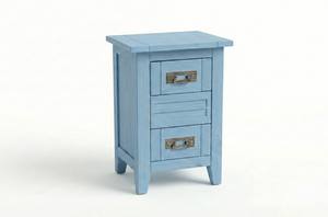 Table basse moderne PKP avec 2 tiroirs, bois d'hévéa blanc, MDF, meubles de salon, durable, garantie 1 an, bleu - Product Image 5