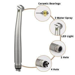 หัวกรอฟัน LED ความเร็วสูง แบบกดปุ่ม 3 หัวฉีดน้ำ พร้อมไฟ  ลูกปืนเซรามิก  หัวกรอแบบลม  หมุนเร็ว - Product Image 5