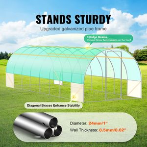 Serra a tunnel verde 27.4x9.5x7.4 piedi con telaio in acciaio zincato, serra per piante in PE verde, piccola serra a tunnel in PVC - Product Image 2
