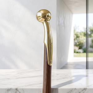 Handcrafted Wooden <b>Walking</b> Cane with Polished Metal Ball Handle Decorative Wood <b>Walking</b> <b>Stick</b> for <b>Men</b> and Women Vintage Style - Product Image 3