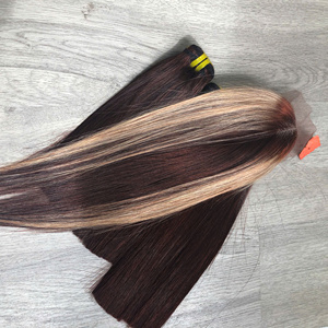 Prix usine 100% brut vierge vietnamien humain dentelle trame os droit café marque de naissance couleur Super Double dessiné Extensions de cheveux - Product Image 4