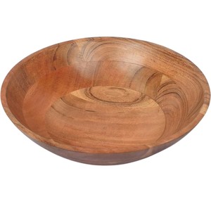 Bol de service à salade en bois d'acacia massif, fait main, rond, naturel, pour hôtel et cuisine domestique - Product Image 1